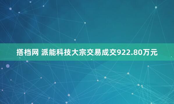 搭档网 派能科技大宗交易成交922.80万元
